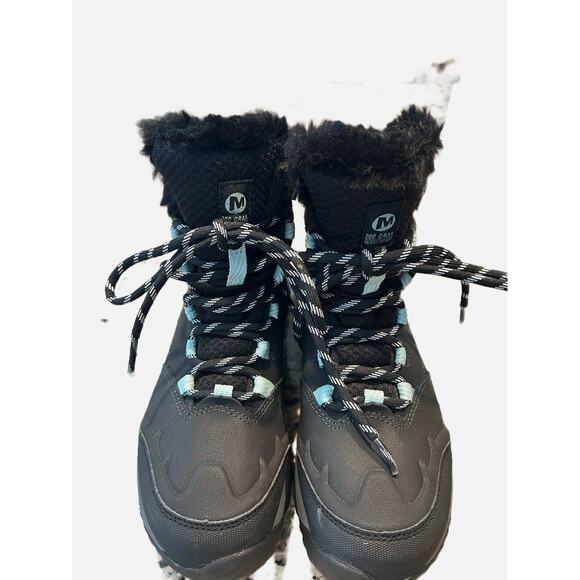 Merrell Womens Thermo Fractal Black Boots Waterproof Leather Warm Size 8.5-New - Picture 1 of 10